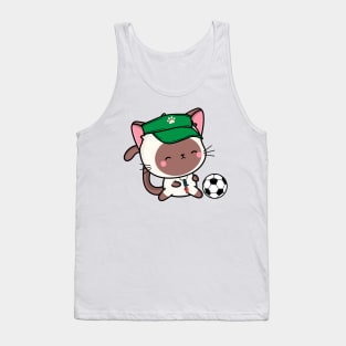 White Cat Playing Soccer Tank Top